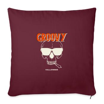 Groovy Halloween Skelett mit Sonnenbrille - Sofakissenbezug 45 x 45 cm - Burgunderrot - Vorne