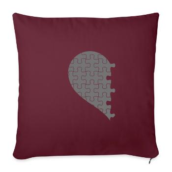 Couples assortis demi coeur Saint Valentin gris 2 - Housse de coussin décorative 45 x 45 cm - bordeaux - Devant