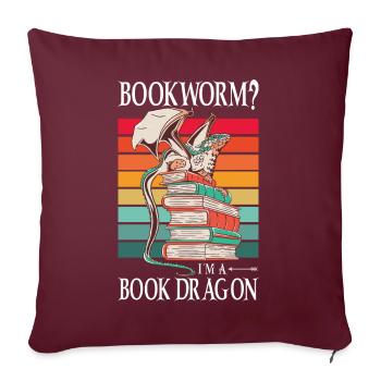 Dragons Bücher Drachen Lesen Bücherwurm - Sofakissenbezug 45 x 45 cm - Burgunderrot - Vorne