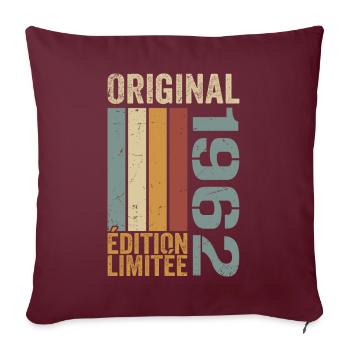 1962 | Édition Limitée cadeau d'anniversaire 1962 - Housse de coussin décorative 45 x 45 cm - bordeaux - Devant
