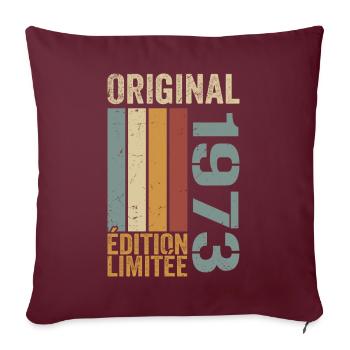 1973 | Édition Limitée cadeau d'anniversaire 1973 - Housse de coussin décorative 45 x 45 cm - bordeaux - Devant