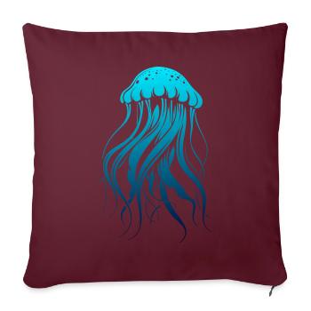 Glow With The Flow, Qualle mit Tentakeln, Spruch - Sofakissenbezug 45 x 45 cm - Burgunderrot - Vorne