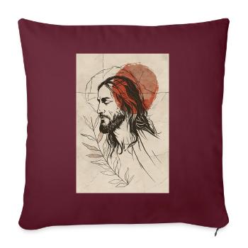 Jésus minimaliste contemporain - Housse de coussin décorative 45 x 45 cm - bordeaux - Devant