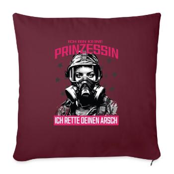 T-shirt princesse pompier - Housse de coussin décorative 45 x 45 cm - bordeaux - Devant