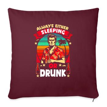 Toujours endormi ou ivre Funny Vintage Vibes - Housse de coussin décorative 45 x 45 cm - bordeaux - Devant