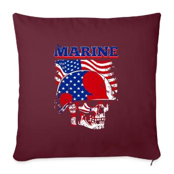 A frightening naval skull with US flag - Sofa pillowcase 17,3'' x 17,3'' (45 x 45 cm) - burgundy - Front