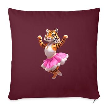 Tigre dansant en robe de ballet | Ballerine - Housse de coussin décorative 45 x 45 cm - bordeaux - Devant