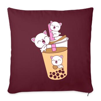Boba Tee Bubble Tea Katze Kätzchen - Sofakissenbezug 45 x 45 cm - Burgunderrot - Vorne