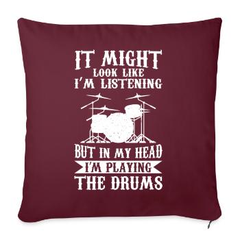 Cadeau de batteur de musicien de batterie cool - Housse de coussin décorative 45 x 45 cm - bordeaux - Devant