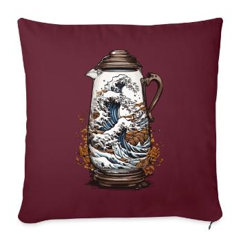 Japan Coffee Aesthetics Ukiyo-E Wave pour les fans de café - Housse de coussin décorative 45 x 45 cm - bordeaux - Devant