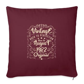 Vintage Né(e) en Août 1982. anniversaire août 1982 - Housse de coussin décorative 45 x 45 cm - bordeaux - Devant