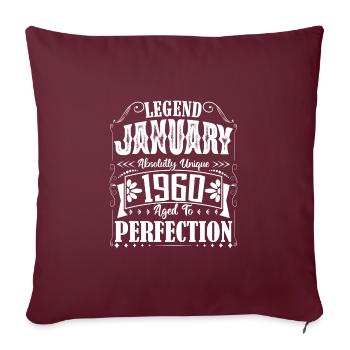 Janvier 1960. Cadeau d'Anniversaire janvier 1960. - Housse de coussin décorative 45 x 45 cm - bordeaux - Devant