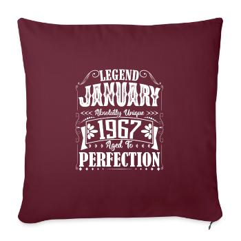 Janvier 1967. Cadeau d'Anniversaire janvier 1967. - Housse de coussin décorative 45 x 45 cm - bordeaux - Devant