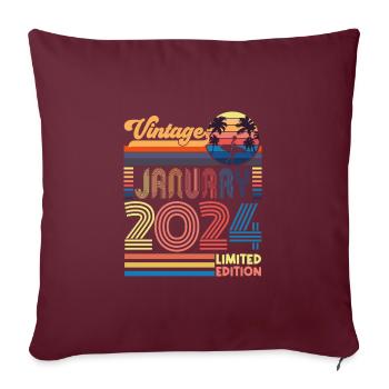 Anniversaire janvier 2024. Cadeau Janvier 2024. - Housse de coussin décorative 45 x 45 cm - bordeaux - Devant