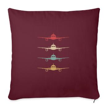 Vintage pilote avion passager avion volant - Housse de coussin décorative 45 x 45 cm - bordeaux - Devant