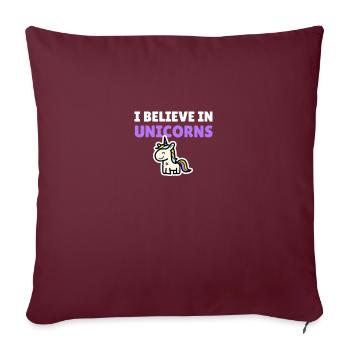 Je crois aux licornes - Housse de coussin décorative 45 x 45 cm - bordeaux - Devant