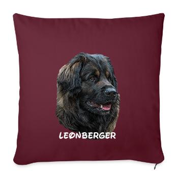 Leonberger,Hundekopf,Hunderasse,Hund,Hunderasse - Sofakissenbezug 45 x 45 cm - Burgunderrot - Vorne