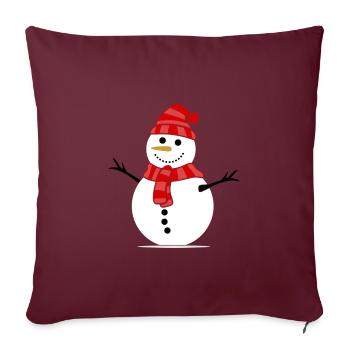 Süsser Schneemann / Snowman - Sofakissenbezug 45 x 45 cm - Burgunderrot - Vorne