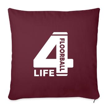 Floorball « Floorball 4 Life » Joueur de floorball - Housse de coussin décorative 45 x 45 cm - bordeaux - Devant