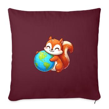 Eichhörnchen für Umweltschutz & Naturschutz - Sofakissenbezug 45 x 45 cm - Burgunderrot - Vorne