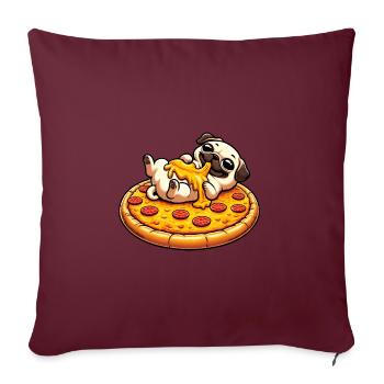 Hund Mops Pizza Pizzaliebhaber Käse - Sofakissenbezug 45 x 45 cm - Burgunderrot - Vorne