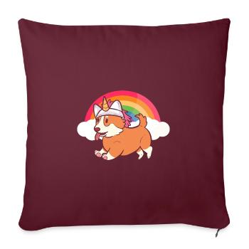 Licorne Corgi - Housse de coussin décorative 45 x 45 cm - bordeaux - Devant