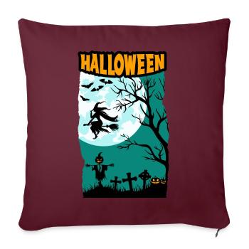 Halloween avec des citrouilles de pleine lune de sorcière et un cimetière - Housse de coussin décorative 45 x 45 cm - bordeaux - Devant