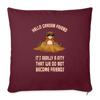 La taupe dans le jardin - Housse de coussin décorative 45 x 45 cm - bordeaux - Devant