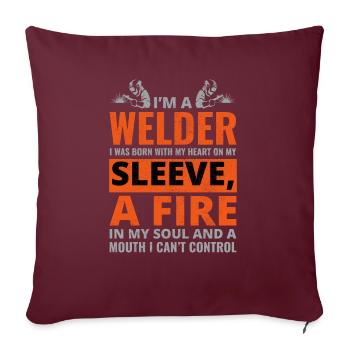Soudage Soudeur Métal Construction Ferronnerie - Housse de coussin décorative 45 x 45 cm - bordeaux - Devant