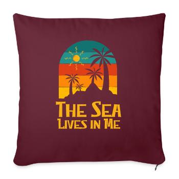 La mer vit en moi Plage Citation de motivation Océan - Housse de coussin décorative 45 x 45 cm - bordeaux - Devant