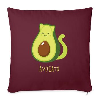 Chat Avocat Avocato Drôles d’animaux - Housse de coussin décorative 45 x 45 cm - bordeaux - Devant