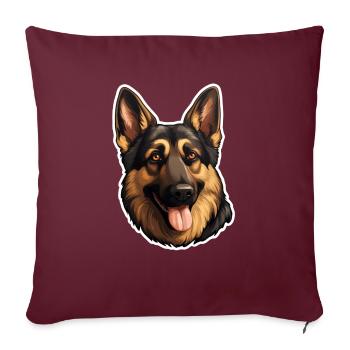 Tête de berger allemand - Housse de coussin décorative 45 x 45 cm - bordeaux - Devant