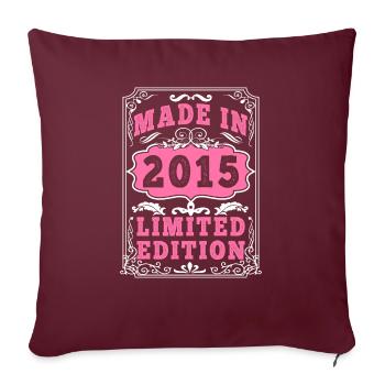 Vintage Né(e) en 2015 made in 2015 10 ans. Art_20 - Housse de coussin décorative 45 x 45 cm - bordeaux - Devant