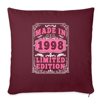Vintage Born in 1998 made in 1998 27 years old. Art_20 - Sofa pillowcase 17,3'' x 17,3'' (45 x 45 cm) - burgundy - Front