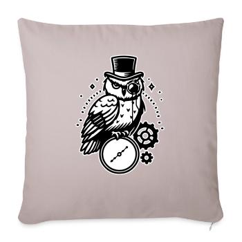 Conception de hibou et d’horloge steampunk - Housse de coussin décorative 45 x 45 cm - taupe clair - Devant
