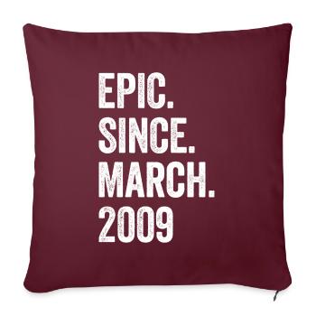 14 ans épiques depuis mars 2009 14e anniversaire - Housse de coussin décorative 45 x 45 cm - bordeaux - Devant
