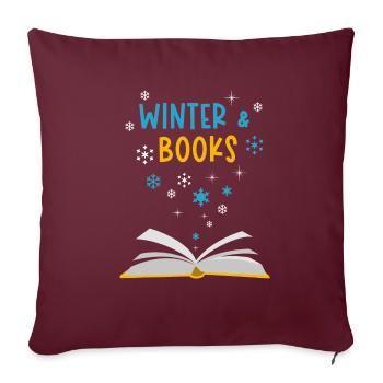 Livres de lecture confortables en hiver Snow - Housse de coussin décorative 45 x 45 cm - bordeaux - Devant
