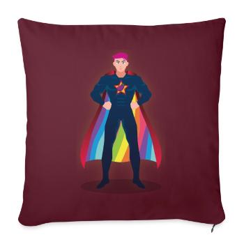 Super Héros Aubergine - Gay Pride - Housse de coussin décorative 45 x 45 cm - bordeaux - Devant