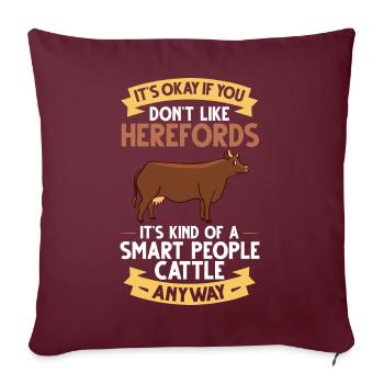 Hereford Vache Bovins Bull Élevage bovin Agriculteur - Housse de coussin décorative 45 x 45 cm - bordeaux - Devant