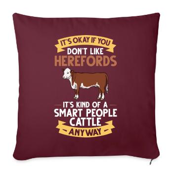 Hereford Vache Bovins Bull Élevage bovin Agriculteur - Housse de coussin décorative 45 x 45 cm - bordeaux - Devant