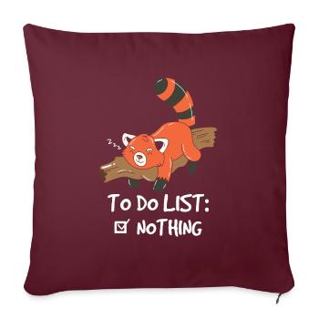 Panda roux Mignon paresseux Woodland Animal à faire Liste de choses à faire - Housse de coussin décorative 45 x 45 cm - bordeaux - Devant