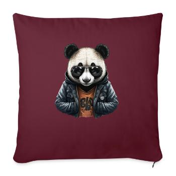 Veste en cuir Panda - Style Panda - Housse de coussin décorative 45 x 45 cm - bordeaux - Devant