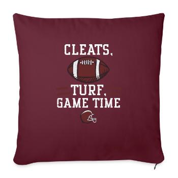 Cleats, gazon, temps de jeu - Football - Housse de coussin décorative 45 x 45 cm - bordeaux - Devant