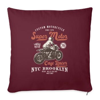 super motor racer mortorcycle custom moto vintage - Housse de coussin décorative 45 x 45 cm - bordeaux - Devant