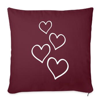 Symbole de l’amour des cœurs - Housse de coussin décorative 45 x 45 cm - bordeaux - Devant