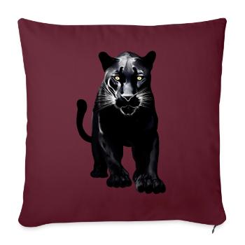 Léopard noir - Housse de coussin décorative 45 x 45 cm - bordeaux - Devant