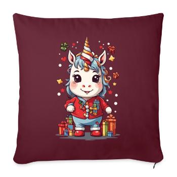 Licorne de Noël magique Licorne à Noël - Housse de coussin décorative 45 x 45 cm - bordeaux - Devant