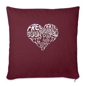 LOVE FREE TEKNO 23 - Sofakissenbezug 45 x 45 cm - Burgunderrot - Vorne