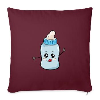 Cadeau de naissance au biberon - Housse de coussin décorative 45 x 45 cm - bordeaux - Devant