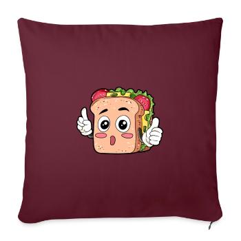 Sandwich Essen Feinschmecker Geschenk - Sofakissenbezug 45 x 45 cm - Burgunderrot - Vorne